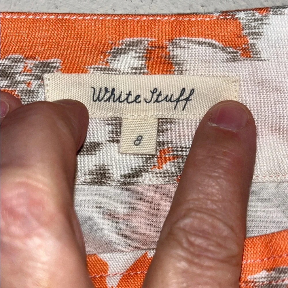 Chic Orange‎ and White Linen/Cotton Pencil Skirt 8